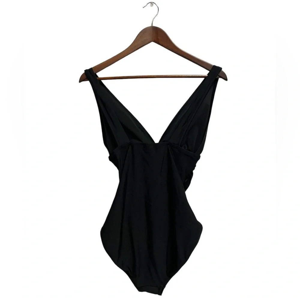 J.Crew V-neck ruched one-piece swimsuit in black size S NWT